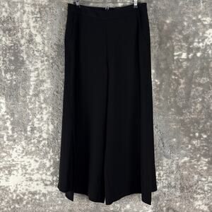 Yigal Azrouel Size 10‎ Lined Wide Leg Minimalist Ankle Pants Black Zip Lined